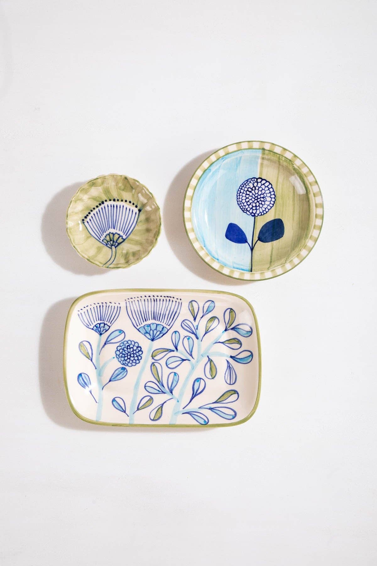 Blue Green Tapas Plate Set Of 2 | Ceramic | 6x6x1 In