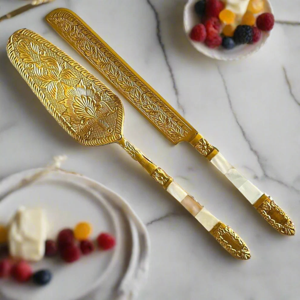 Luxe Gold Cake Knife Servers - Set of 2 , 11 Inches