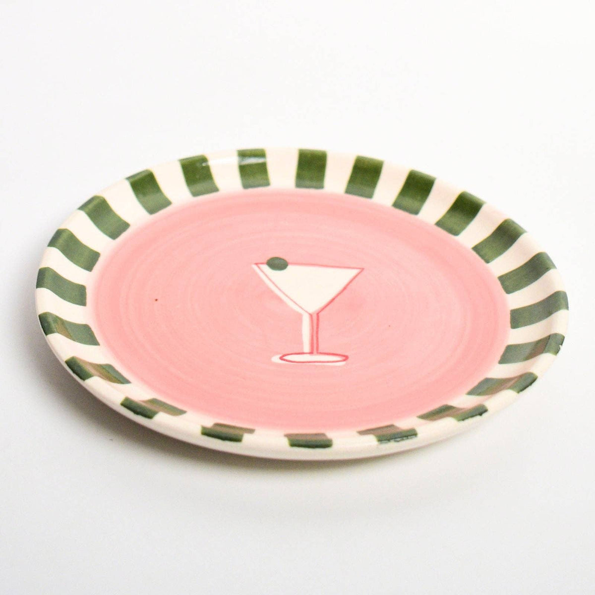 Martini Ceramic Dessert Plate | Hand-Painted | 8 Inch | Set Of 2