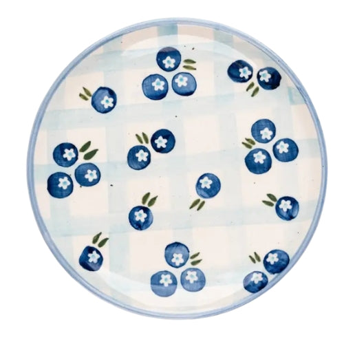 Blueberry Checkered Ceramic Plate (Set of 2)