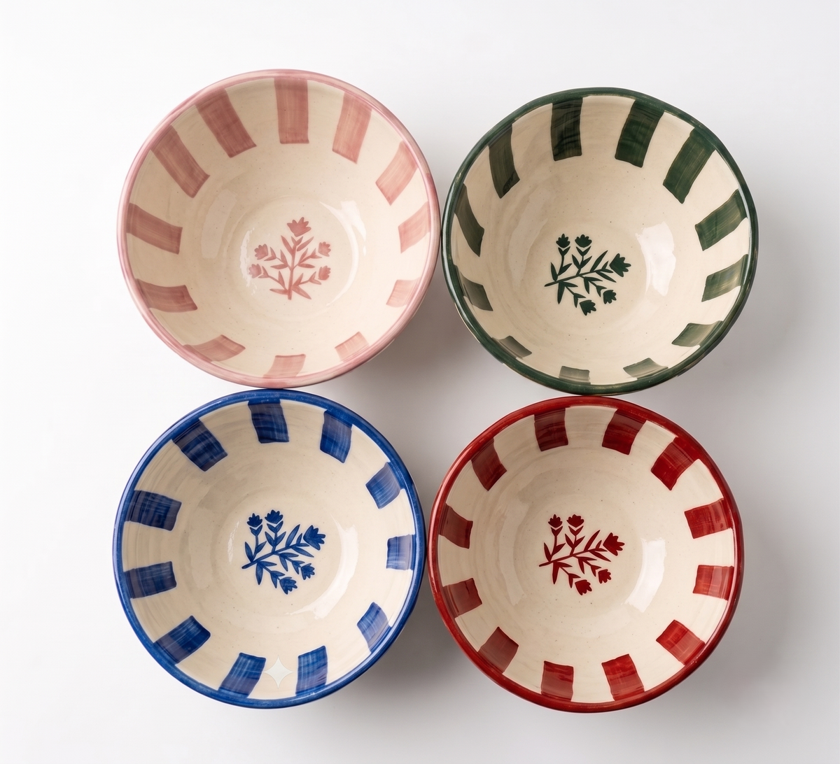 Striped Blue Floral Serving Bowl | Set Of 2