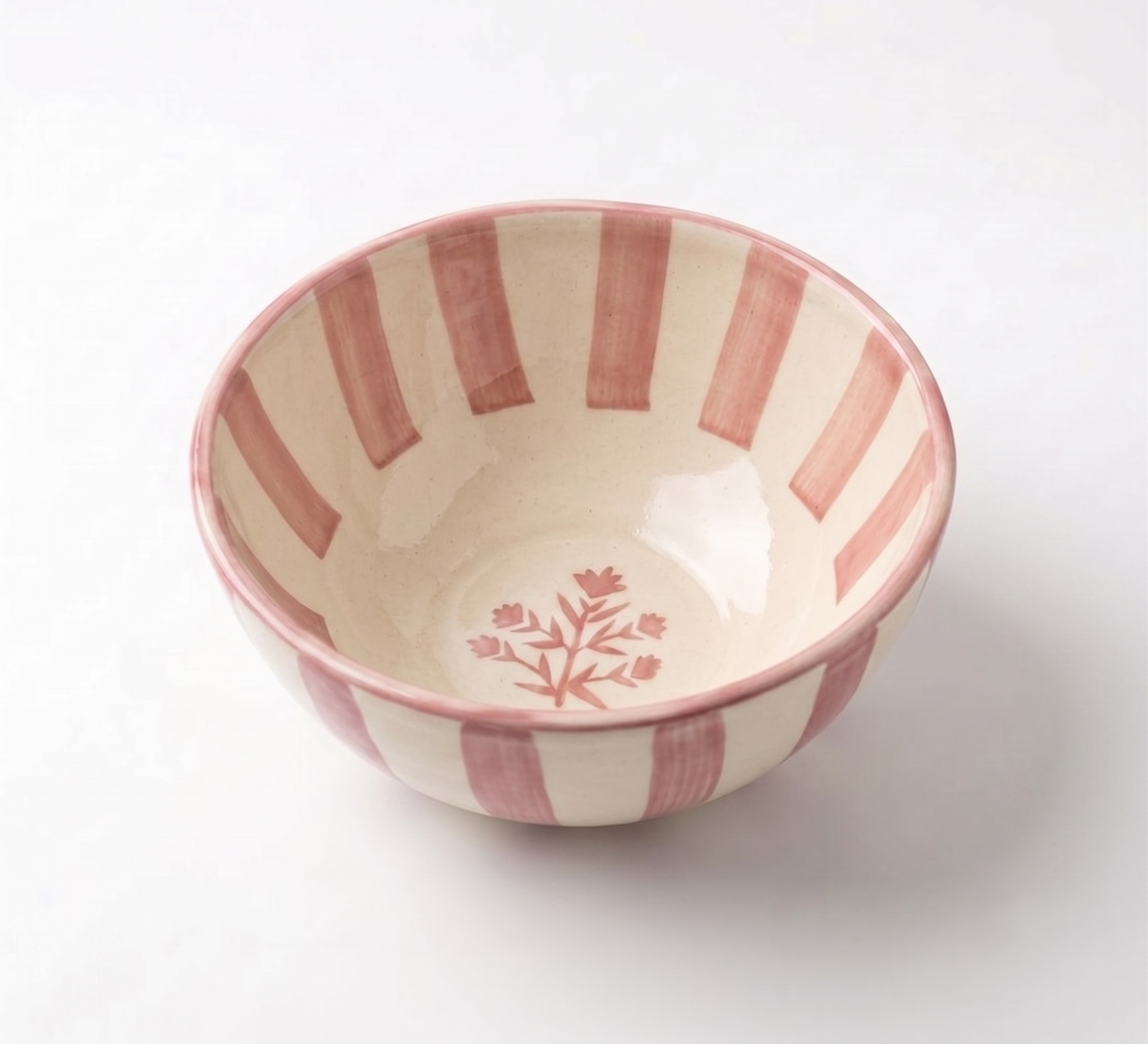 Striped Pink Floral Serving Bowl | 5.5x5.5 - Casa Amarosa