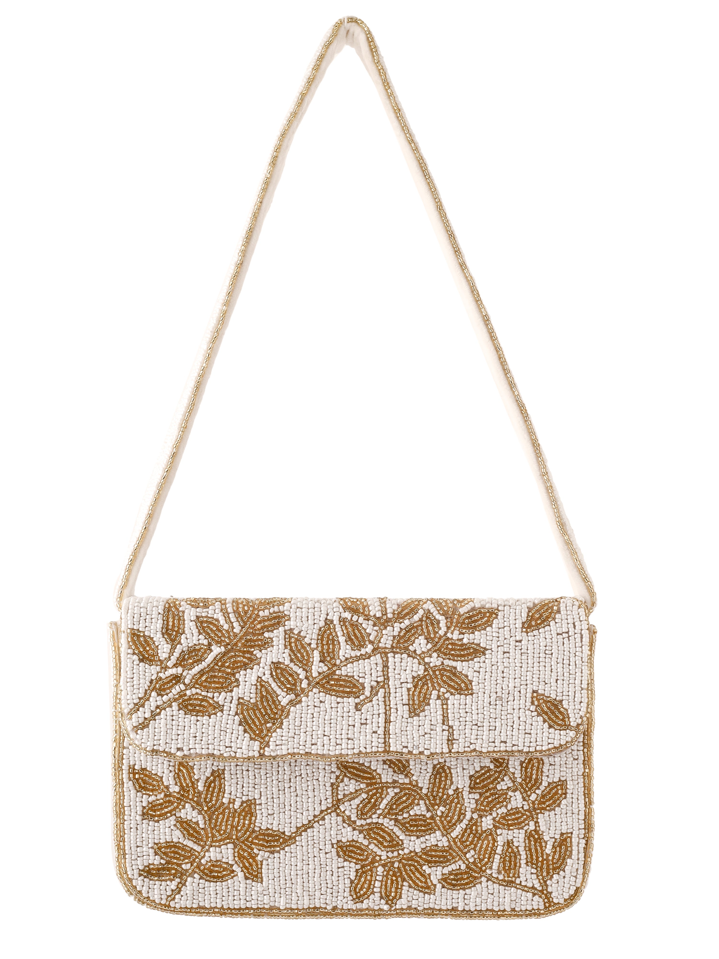 Ivory & Gold Gleam Purse - 7.5 x 5 Inches
