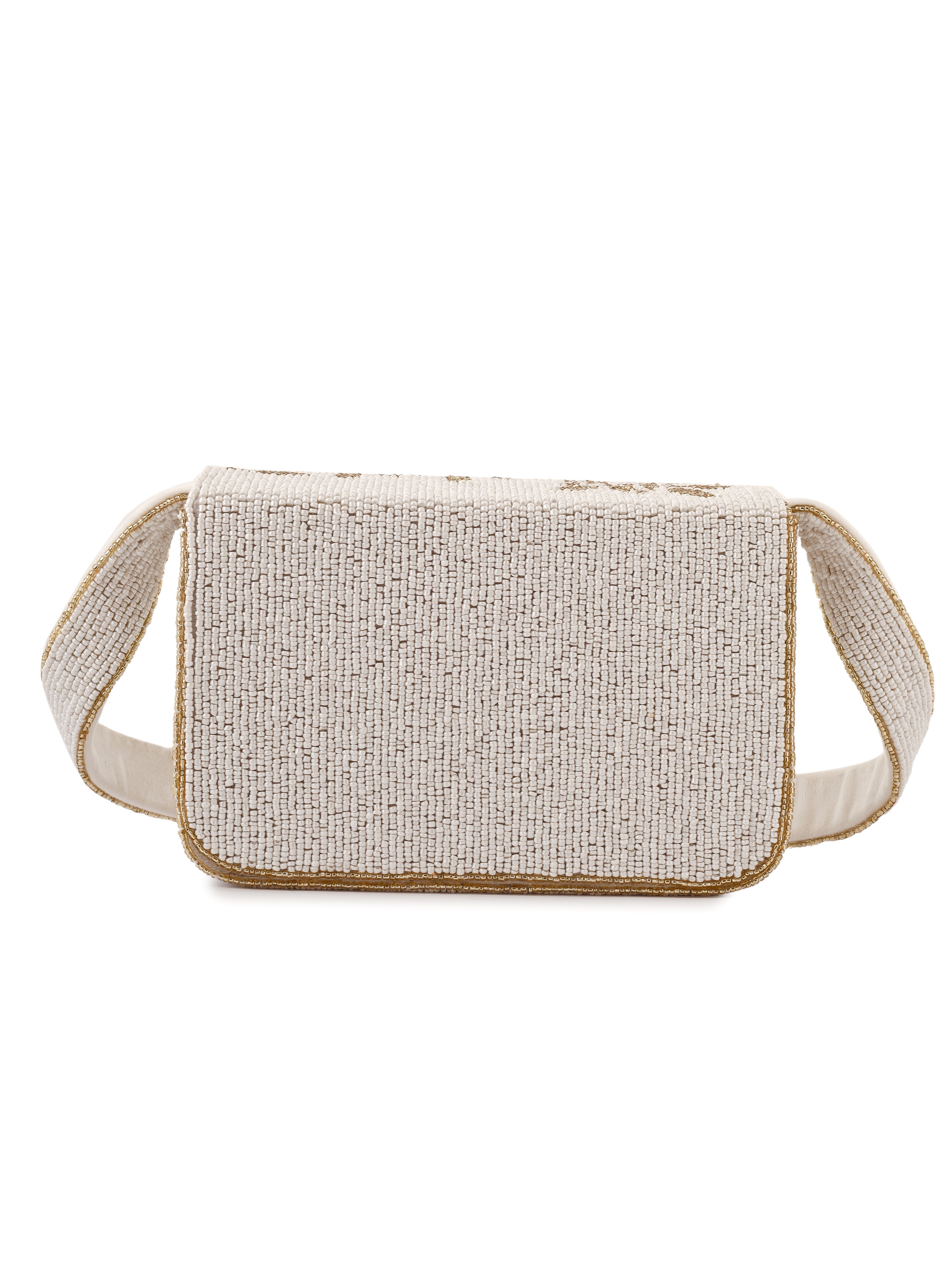 Ivory & Gold Gleam Purse - 7.5 x 5 Inches