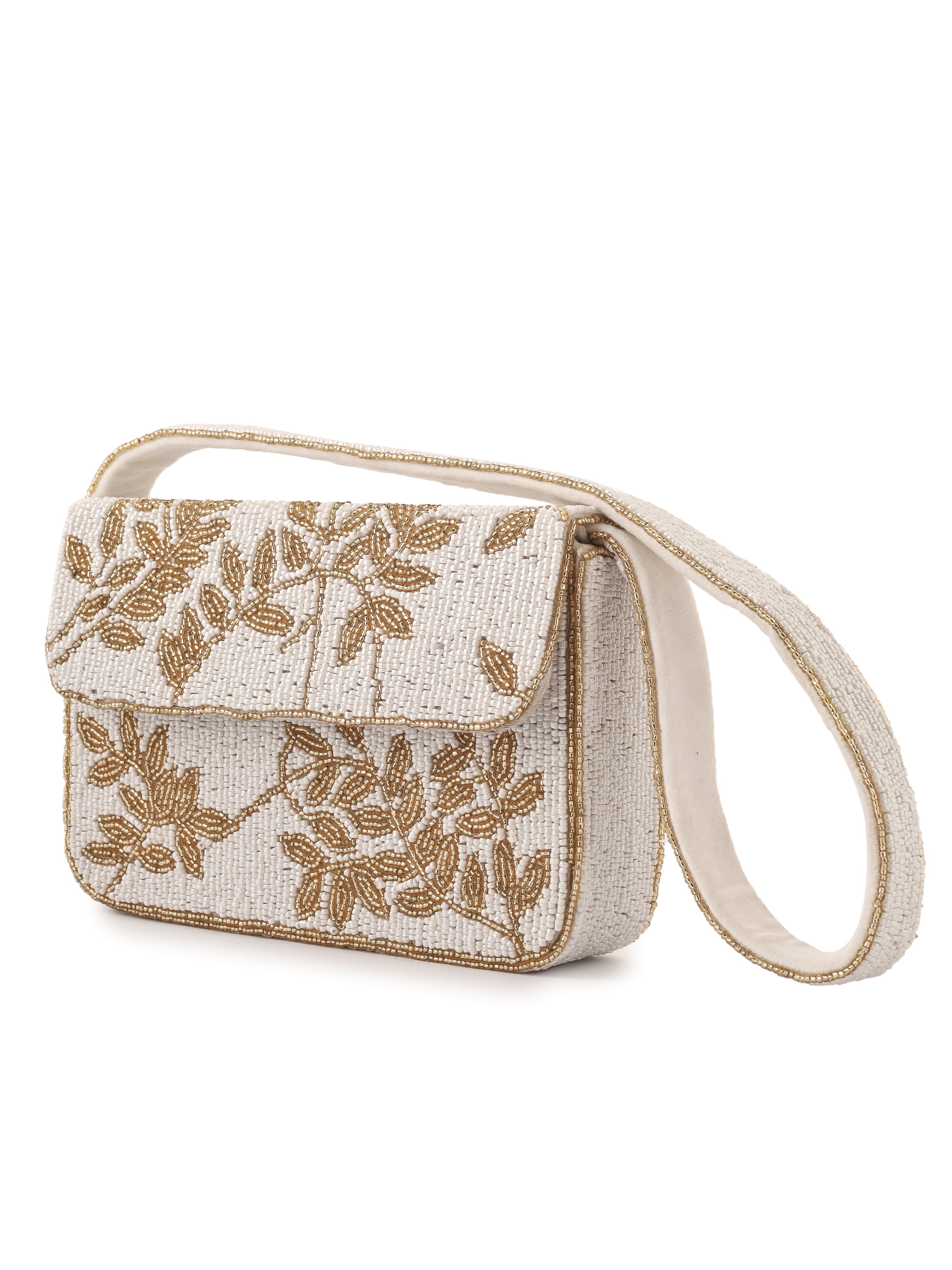 Ivory & Gold Gleam Purse - 7.5 x 5 Inches