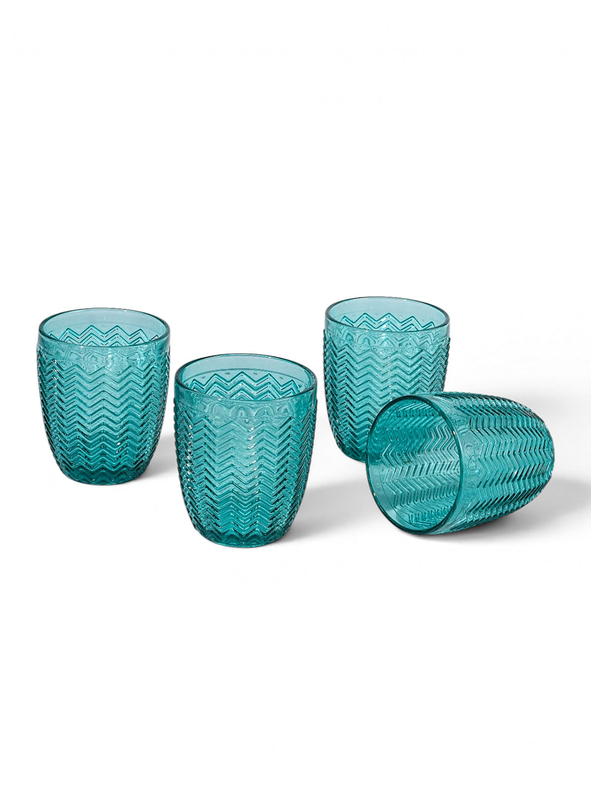 Chevron Glass Drinking Glass | Handcrafted | Set of 4