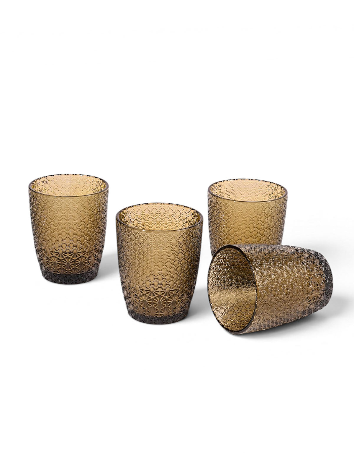 Embossed Drinking Glass | Handcrafted Glass | Set of 4