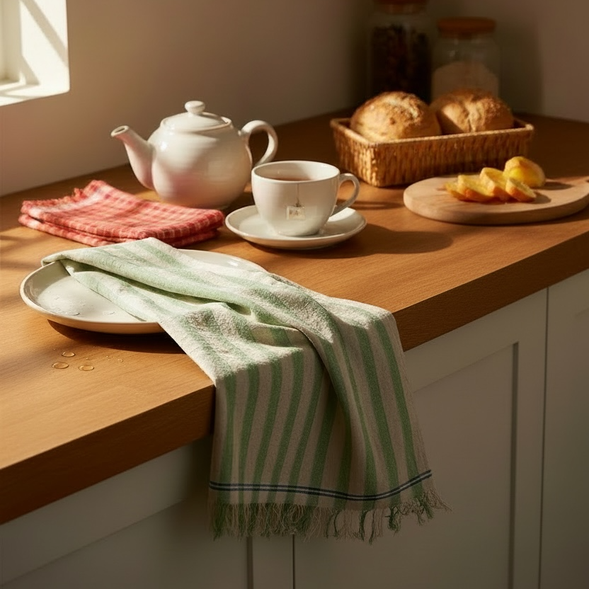 Handloom Cotton Basil & Bubbles Tea Towel 17x24 Inches