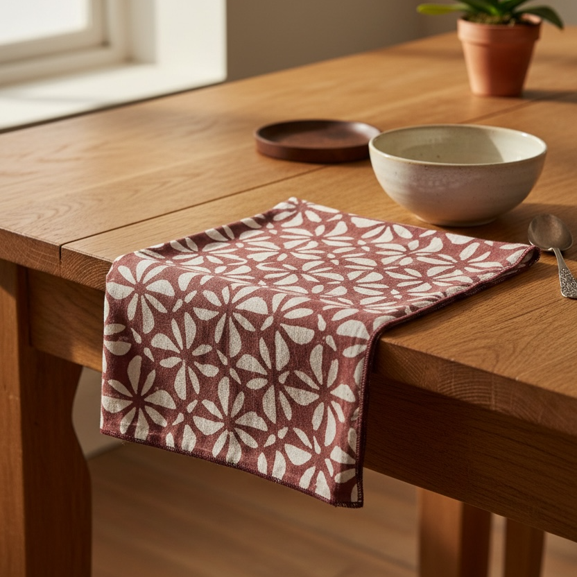 Hand Block Printed Bloom Bites Dinner Napkin 18x18 Inches (Set of 4)