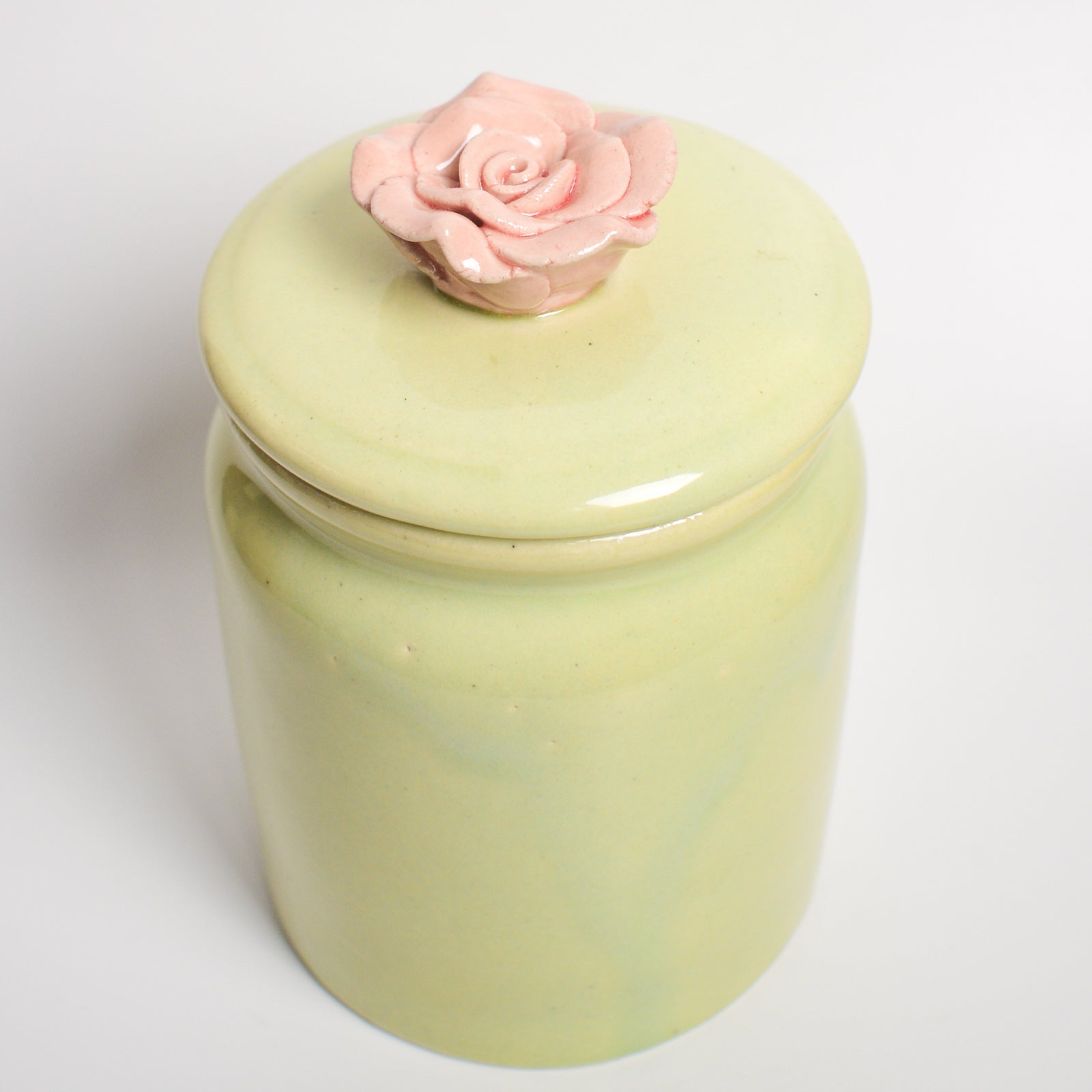 Handmade Pink Flower Ceramic Storage Jar with Lid