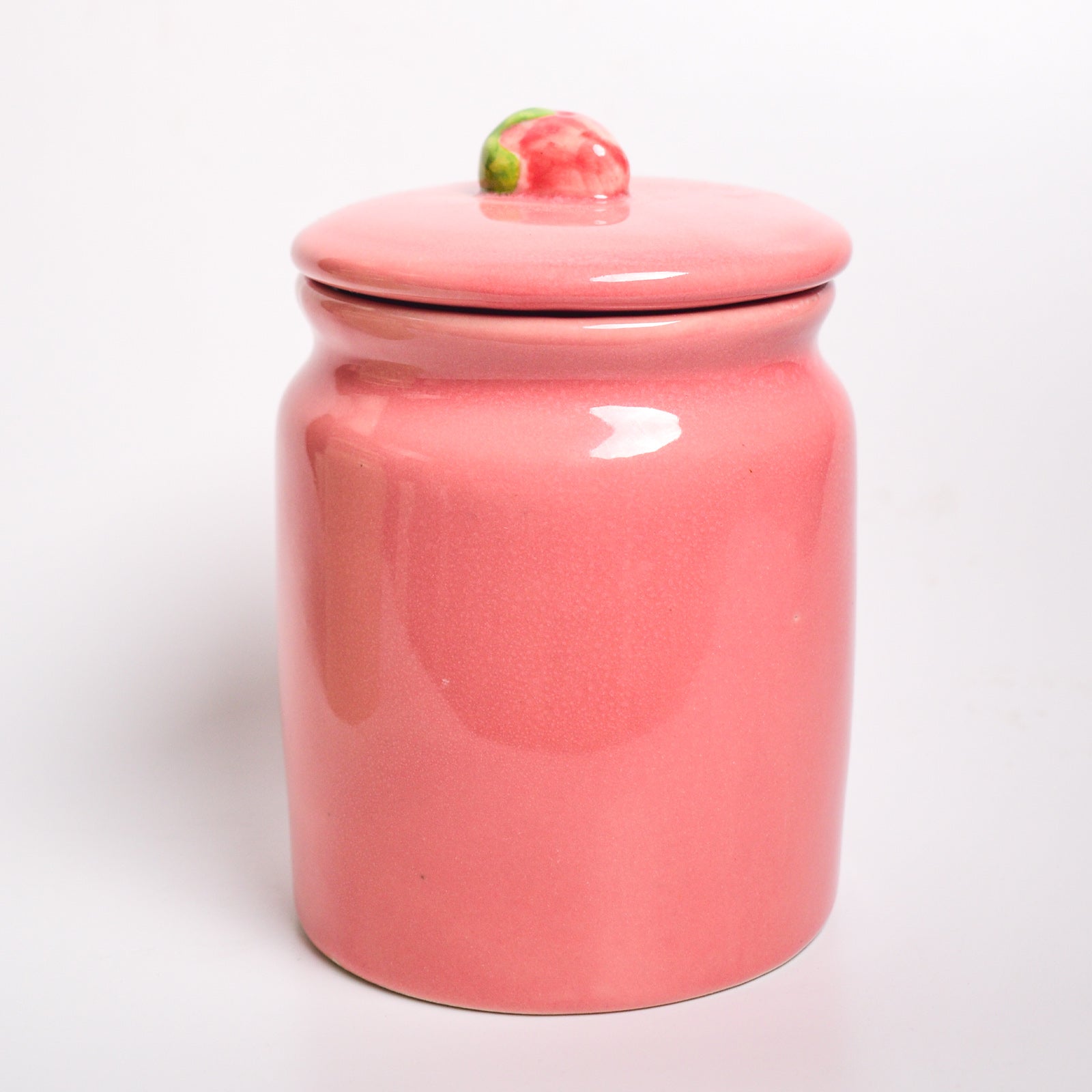 Strawberry Pink Ceramic Jar | Kitchen Storage Lid