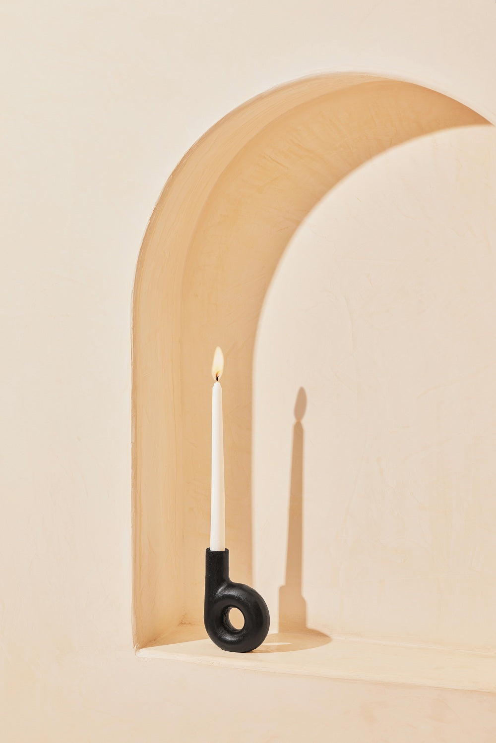 "D" Style Nordic Concrete Candle Holder - Black