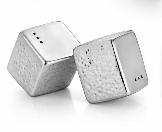 Handmade stainless steel salt and pepper shaker
