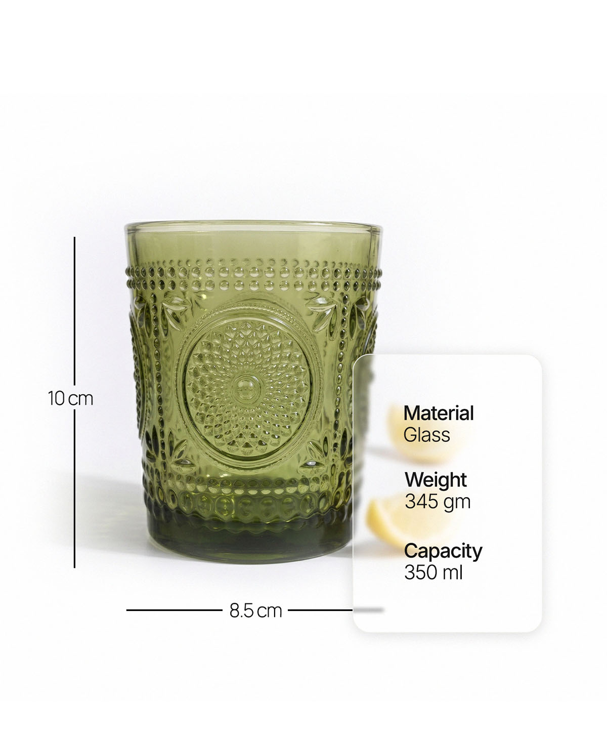 Mandala Embossed Drinking Glass | Handcrafted | Set of 4