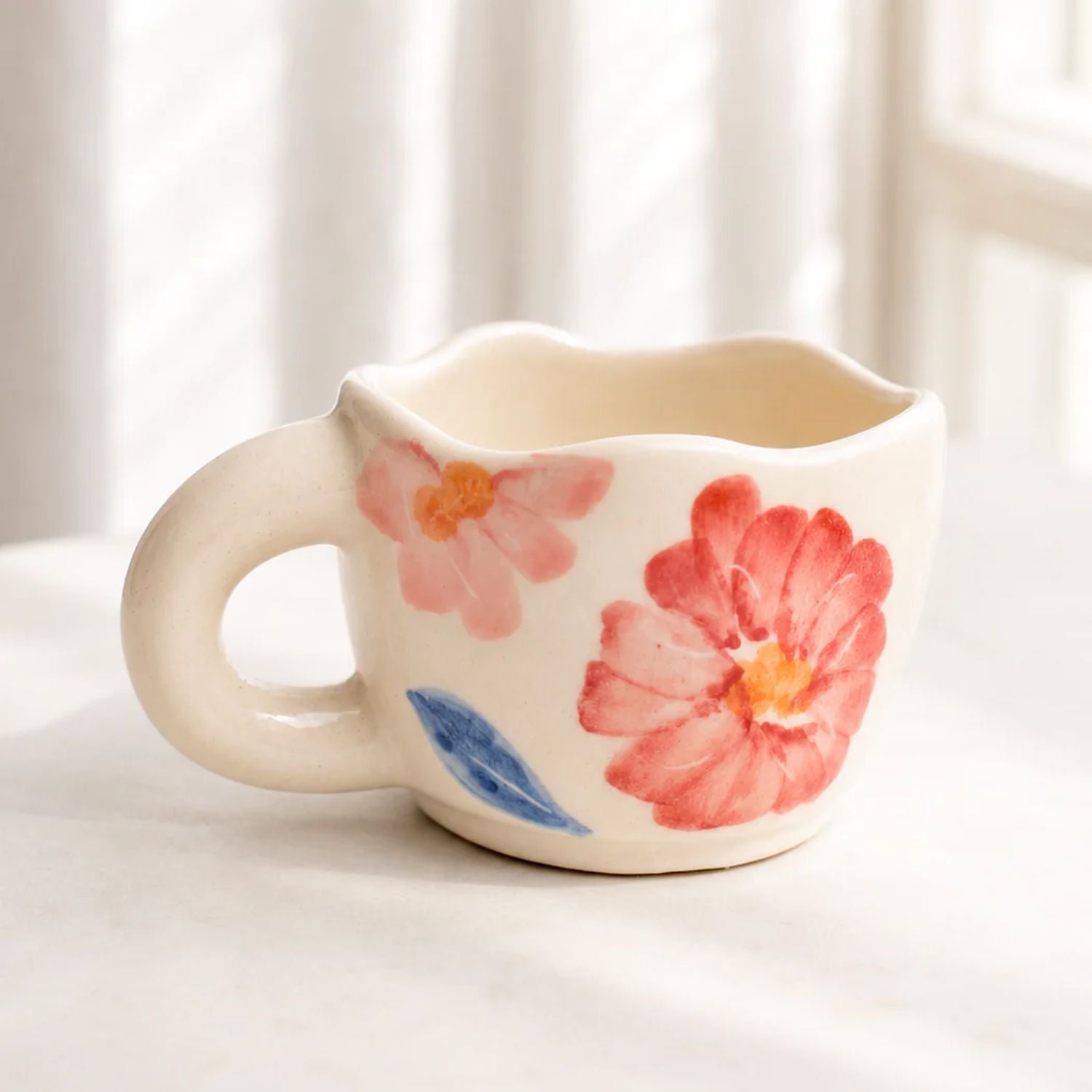 Floral Blossom Hand-Painted Ceramic Mug