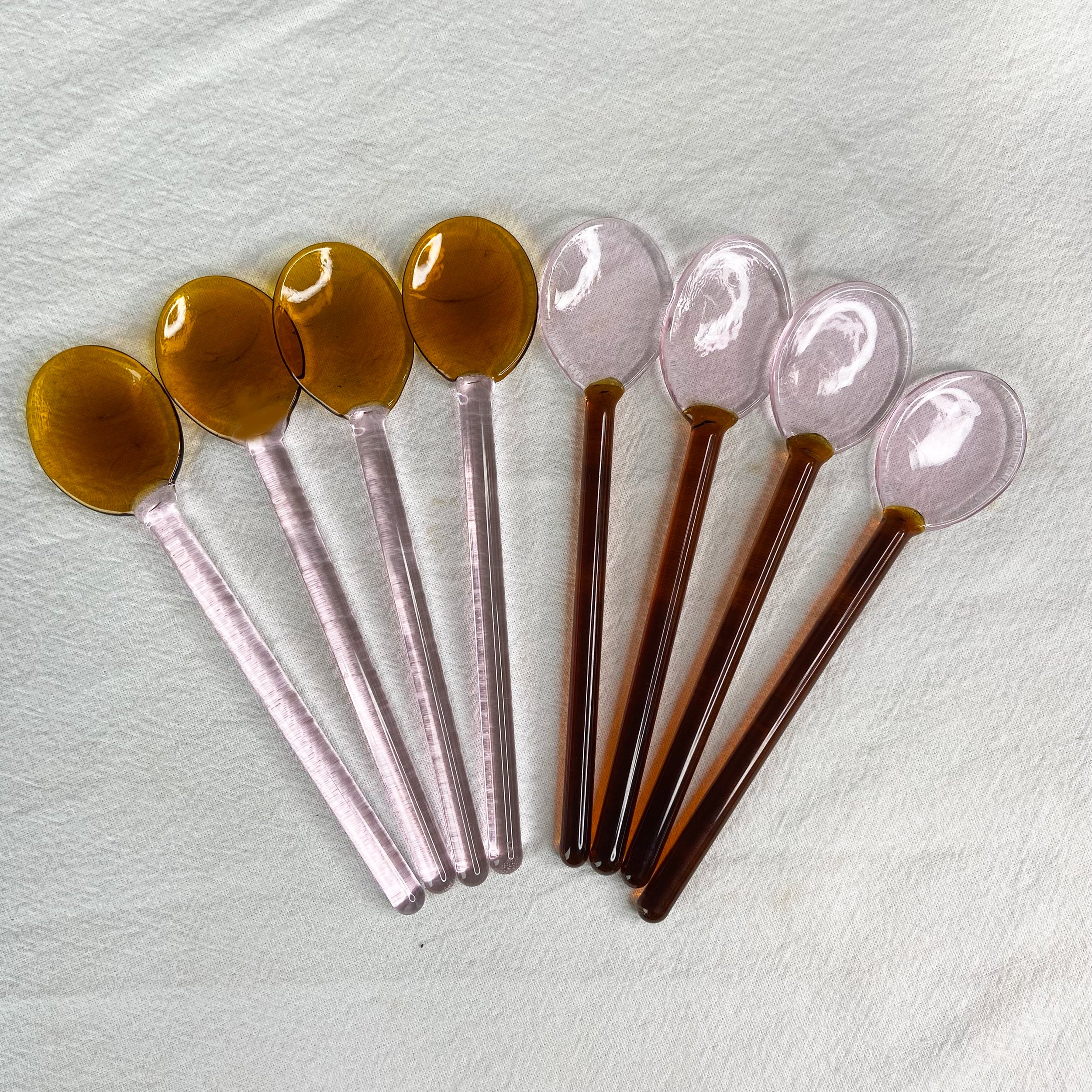 Glass Spoons Amber-Pink, - 4.9 x 1 Inches