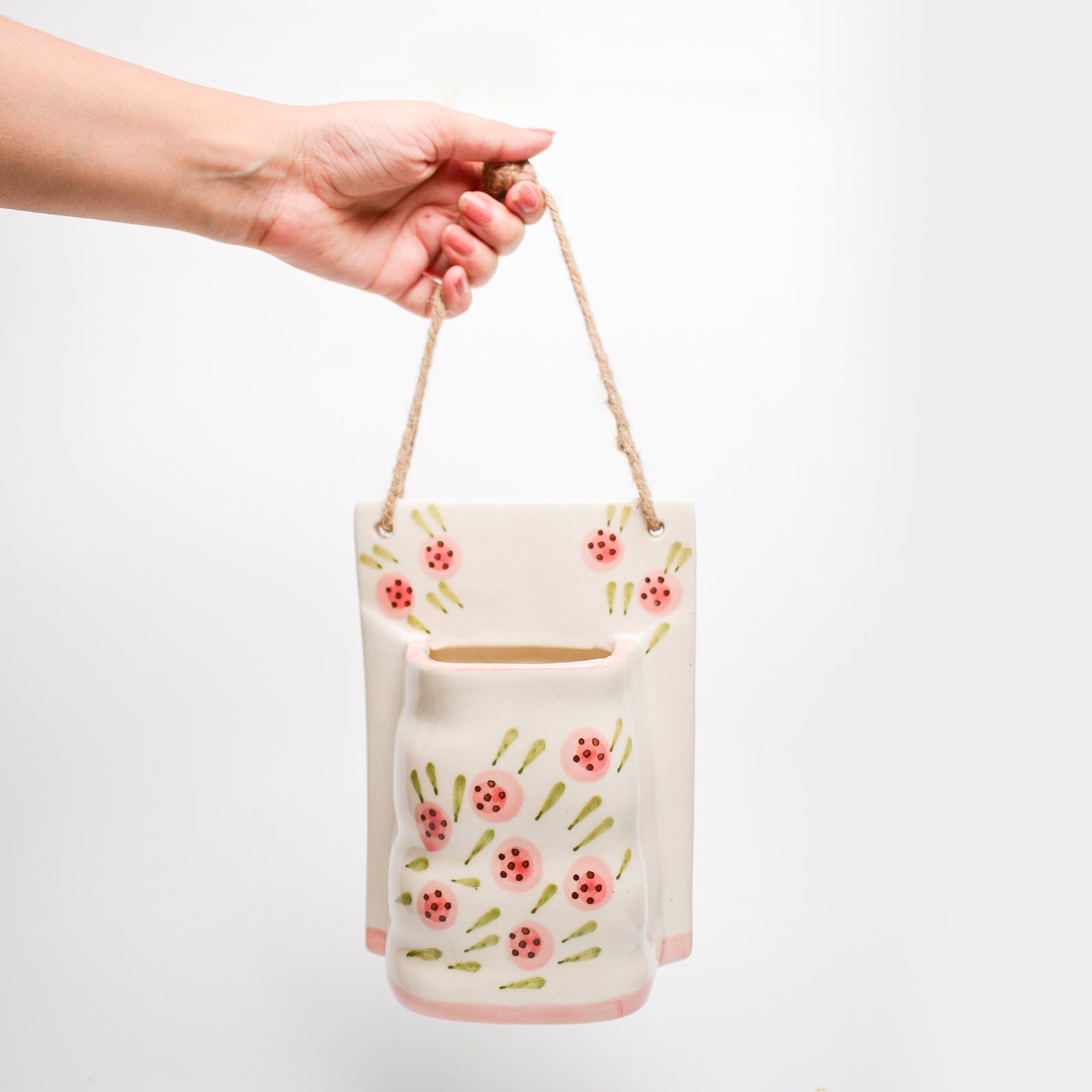 Round Roses Vintage Ceramic Wall Planter