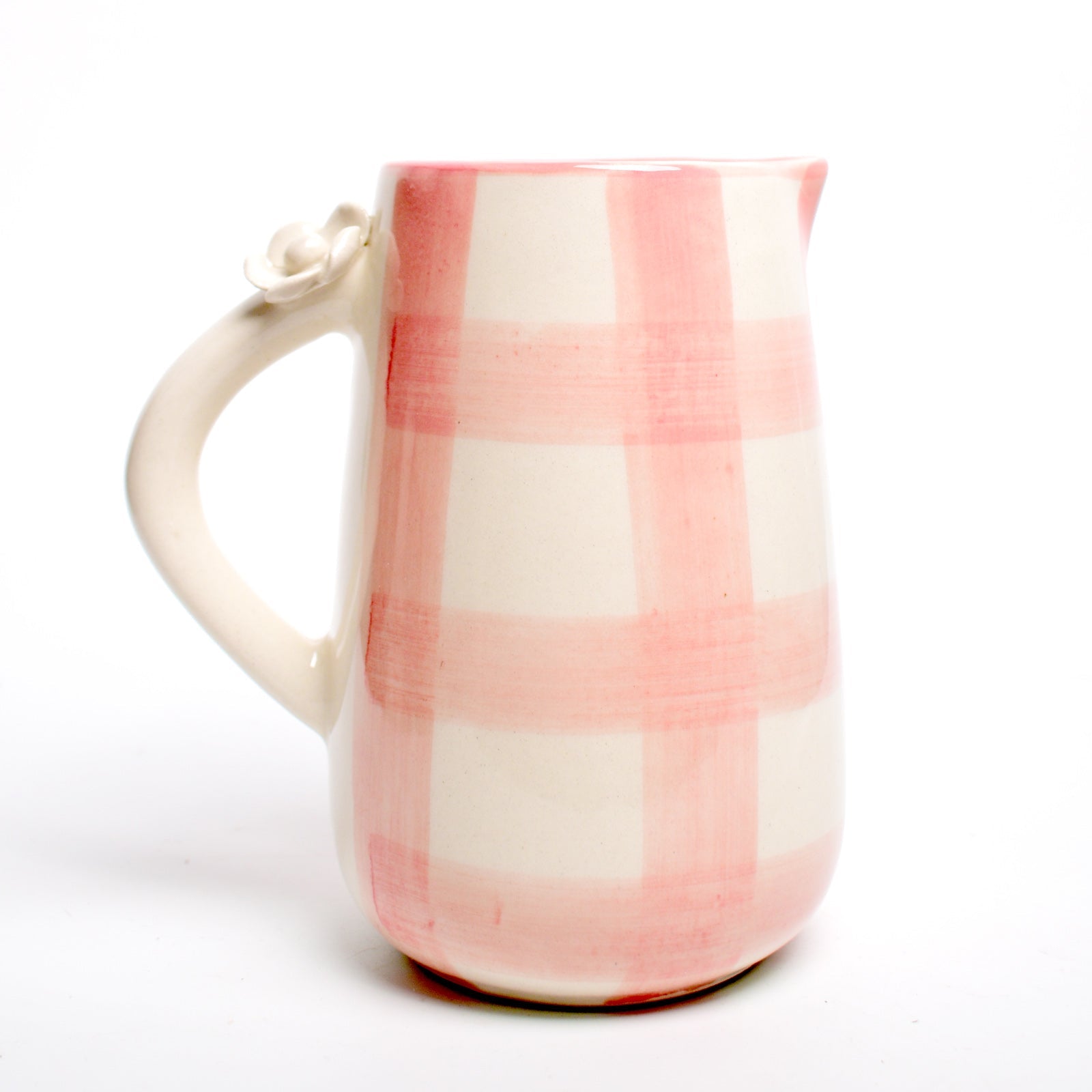 Daisy Check Pink Ceramic Jug (800 ml Pitcher)