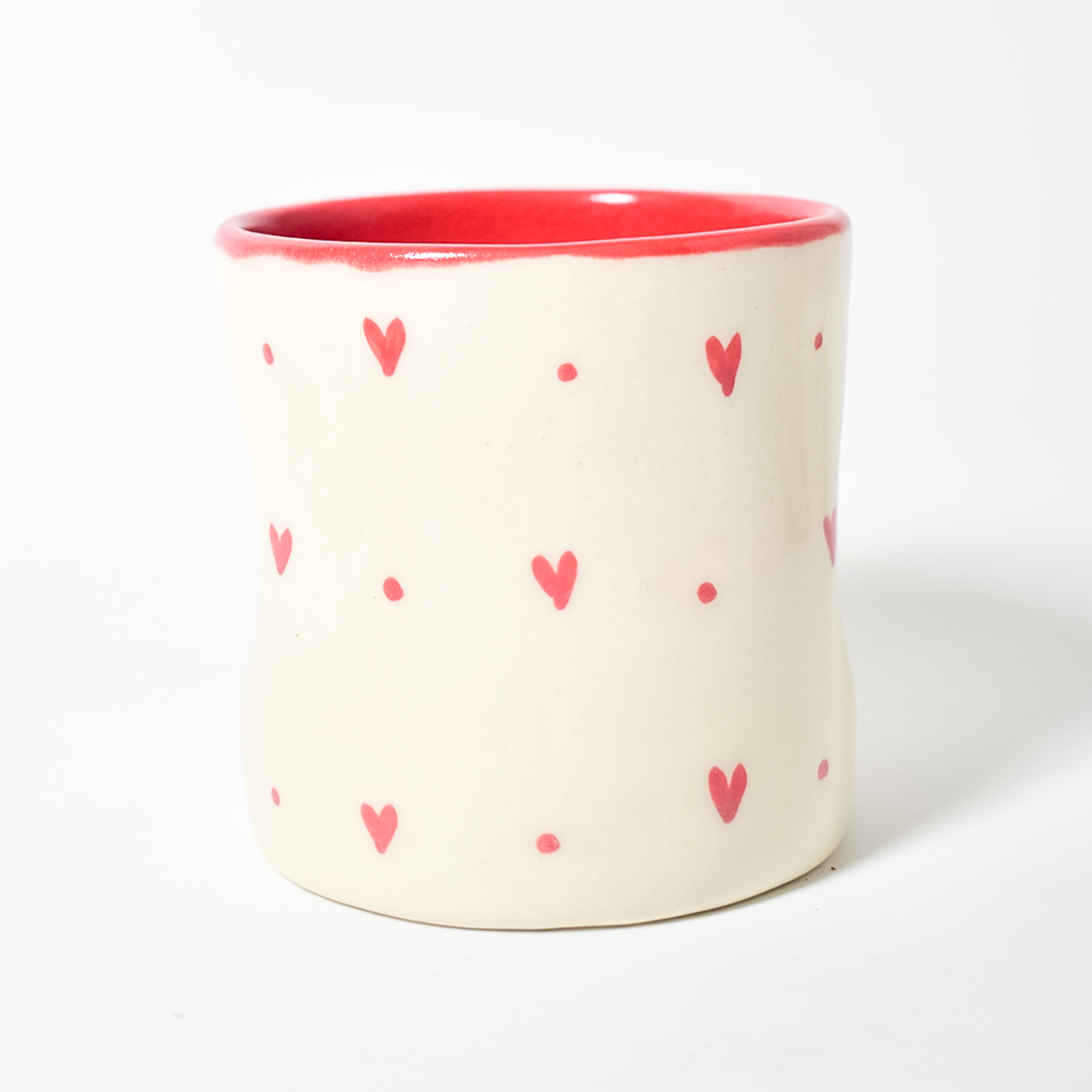Small Hearts Ceramic Tumbler - 3.5 x 3 Inches (Set of 4)