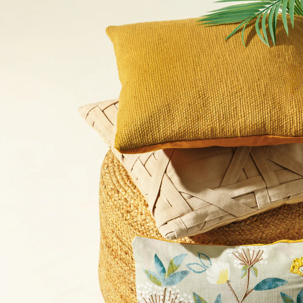 Moroccan Mustard Texture Cushion Cover - 16 x 16 inches
