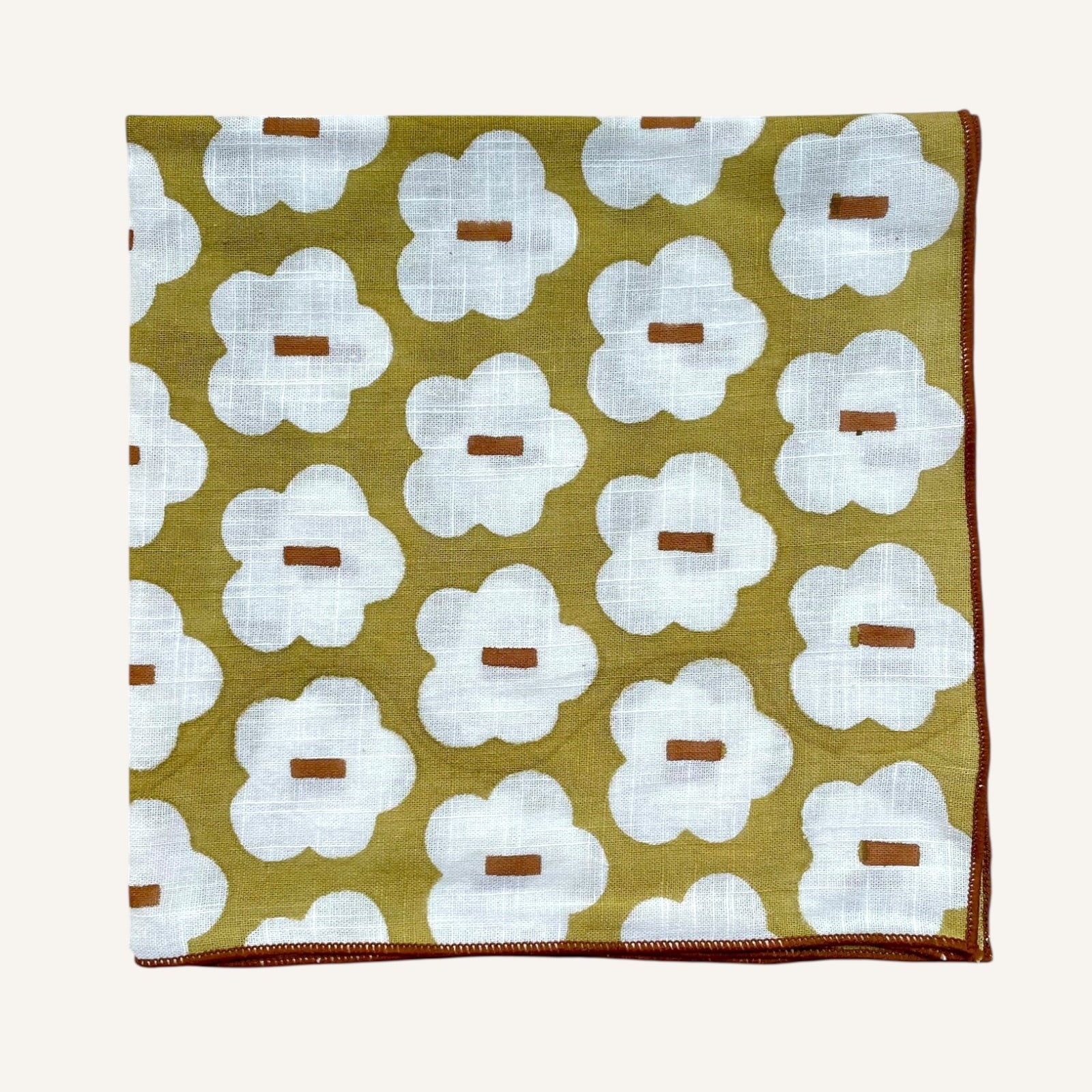 Hand Block Printed Floral Dinner Napkin - 18x18 Inches (Set of 4)