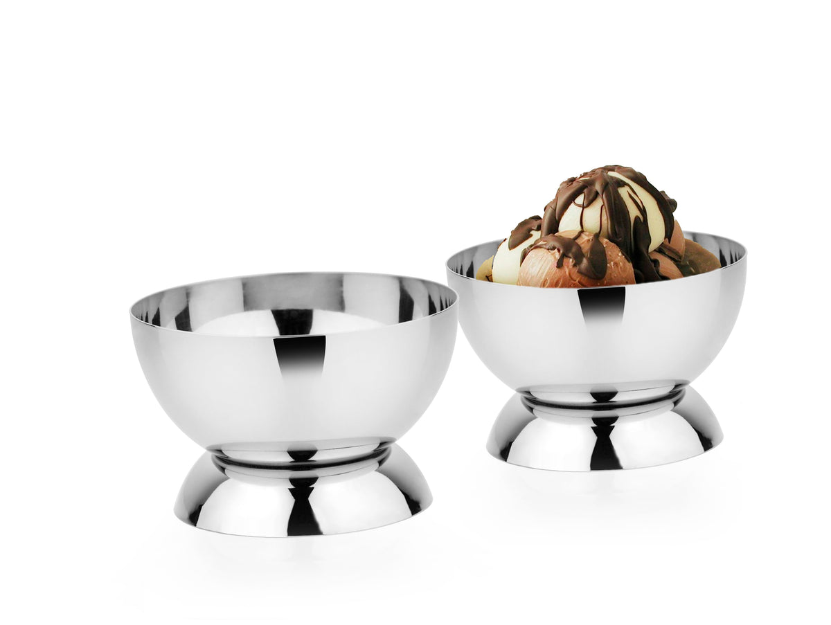Matte Ice Cream Cup Set Of 2 - handmade stainless steel