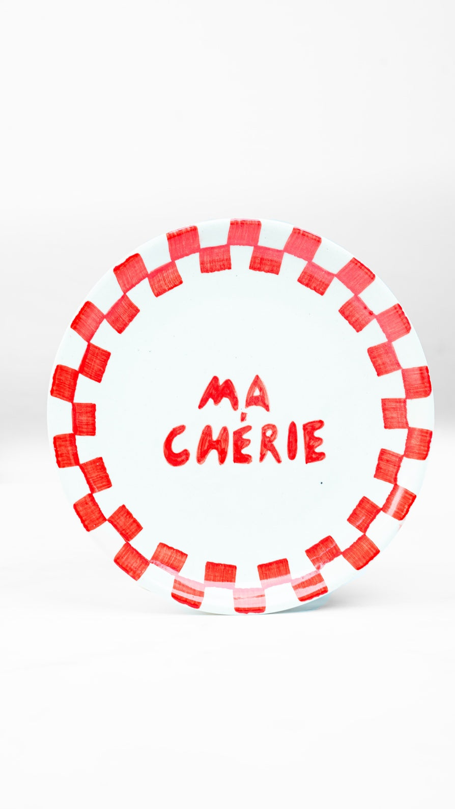 Ma Cherie Ceramic Snack Plate , Red - 7x7 Inches (Set of 2)