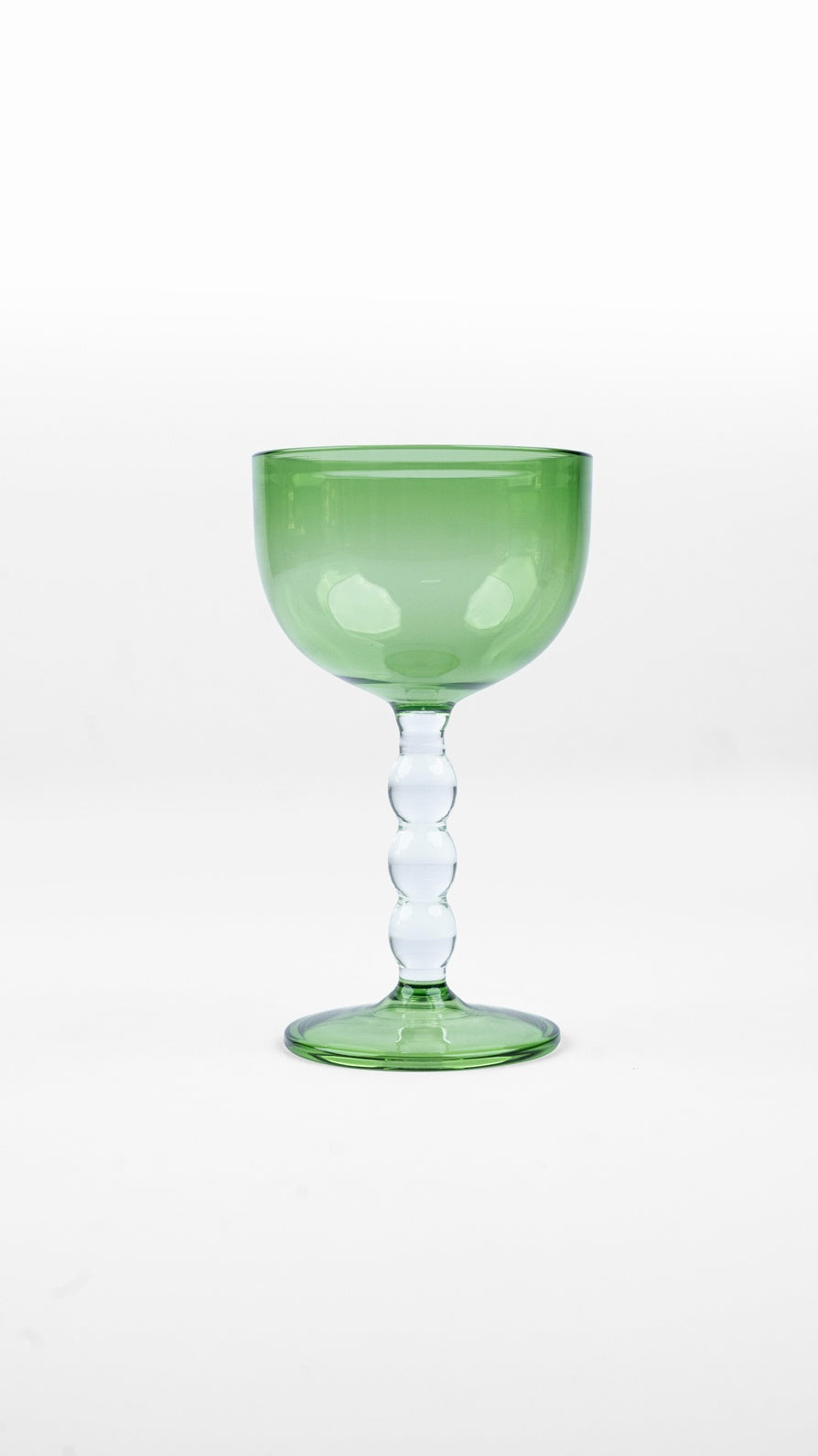 Green Bubble Stem Cocktail Glass , 6.2 x 3.5 Inches (Set of 4)