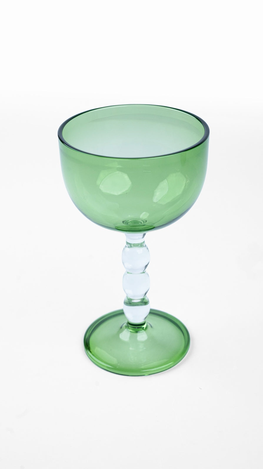 Green Bubble Stem Cocktail Glass , 6.2 x 3.5 Inches (Set of 4)