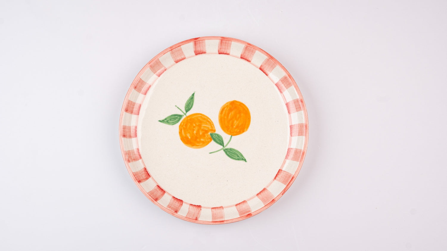 Orange Striped Ceramic Snack Plate , 7x7 Inches (Set of 2)