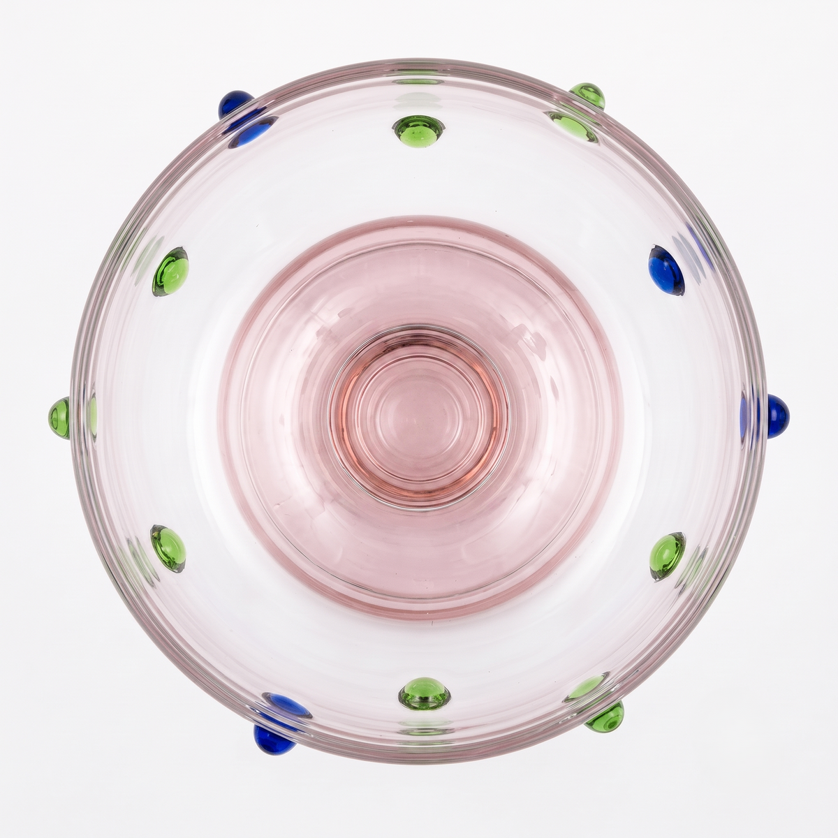 Pink Borosilicate Glass Dessert Bowl | Confetti Dot Rim | Set Of 2
