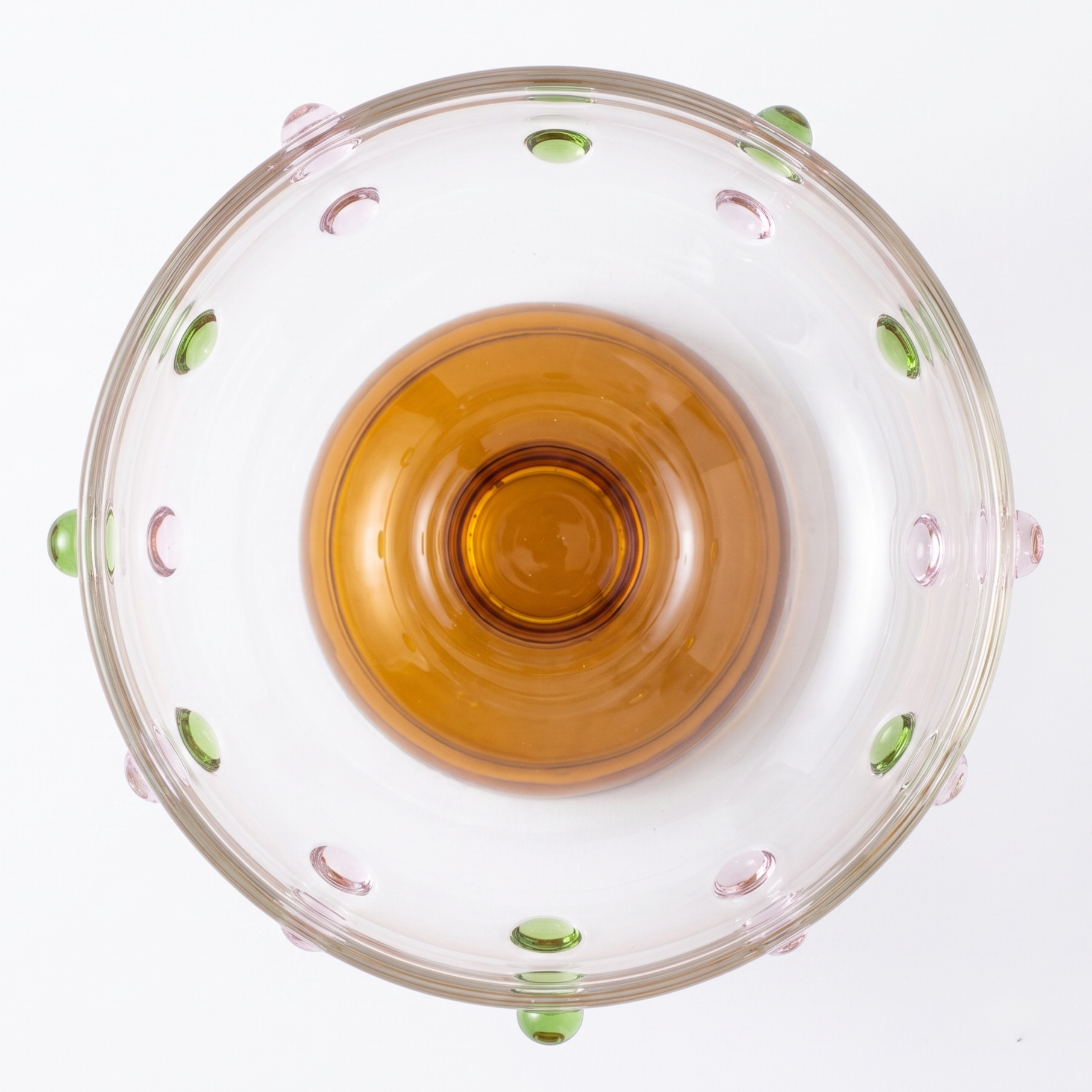 Amber Borosilicate Glass Dessert Bowl | Confetti Dot Rim | Set Of 2
