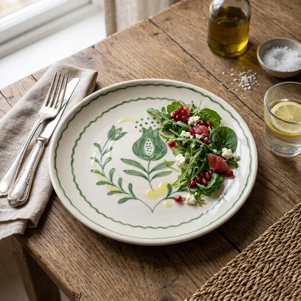 Green Anaar Snack Plate , 7x7 Inches (Set of 2)