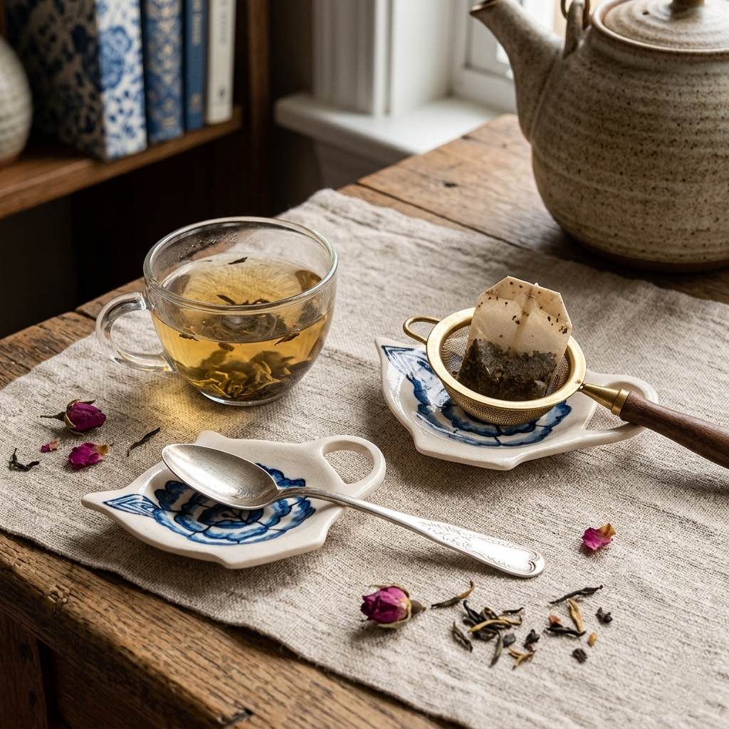 Damask Tea Set Thinggy (Set Of 2) - 5x4x0.5 Inches