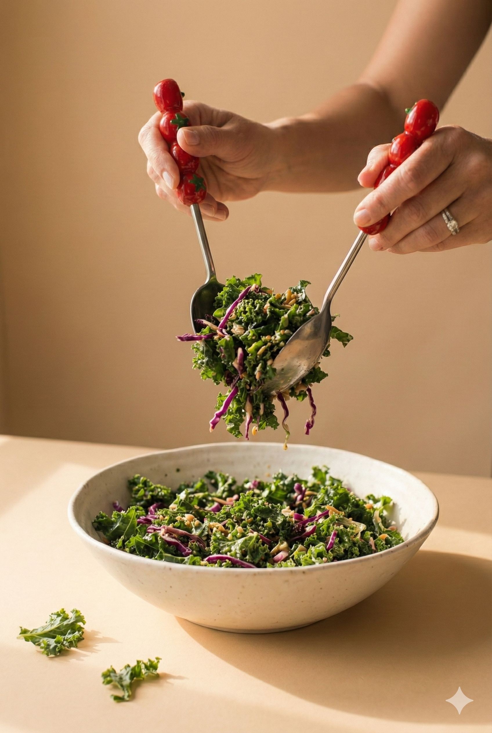 Salad Server with Tomato Handle, (Set of 2 ) - 9.5x3 Inches