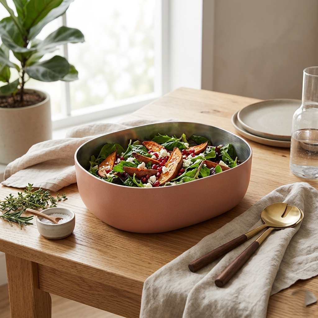 Steel Serveware Bowl, Blush-  6.50 x 4.75 x 2.50 Inches