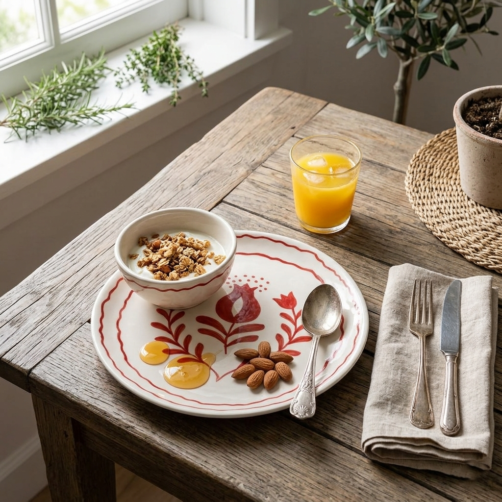 Red Anaar Snack Plate , 7x7 Inches (Set of 2)