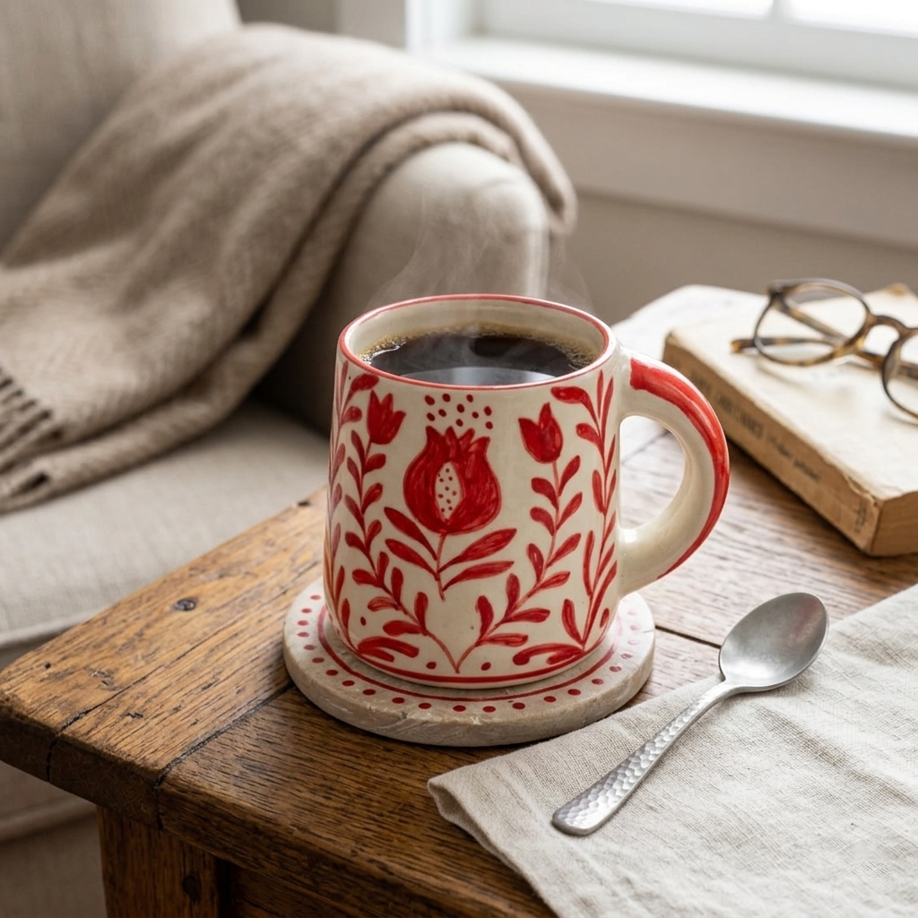 Red Anaar Coffee Mug- , 3.5 X 3 Inches (Set of 2)
