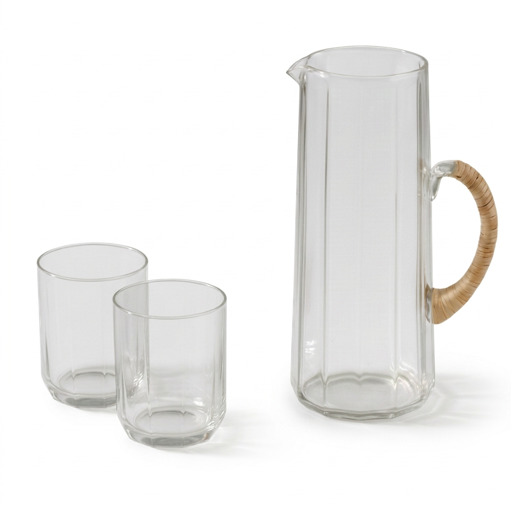 Hammered Glass Water Pitcher and Tumbler Set (Set of 2)