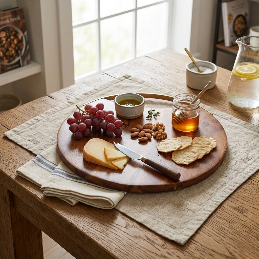 Handmade Wood Charcuterie Board - Round -  12 inches (Set of 2)