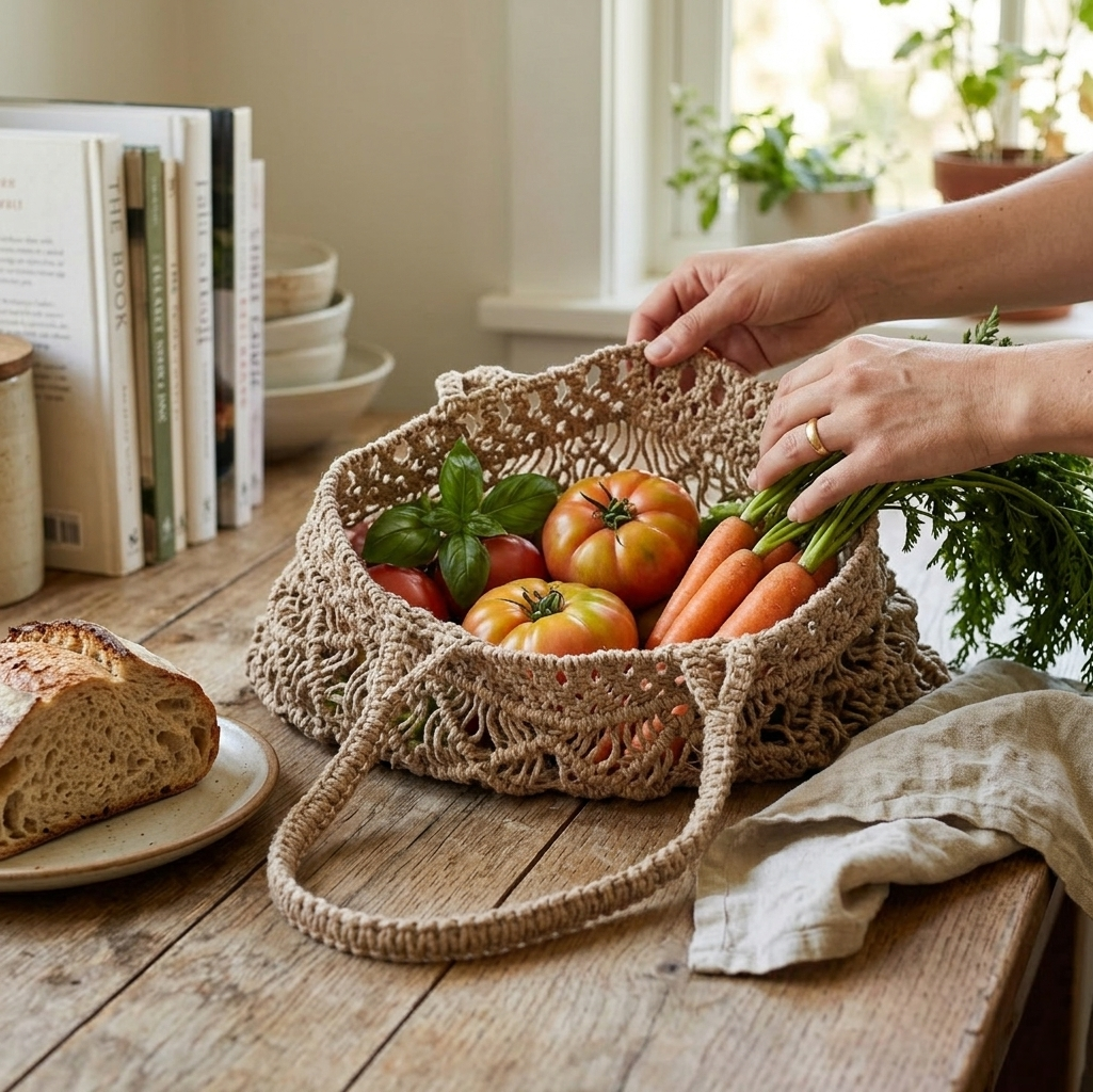 Handmade Jute Summer Market Tote, 18X10 Inch