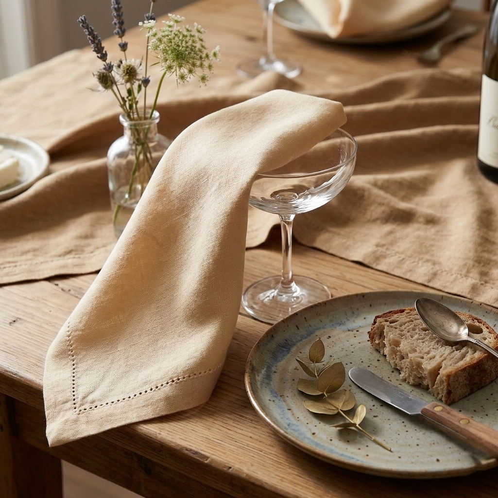 Solid Wheaten Cotton Chambray Table napkins (set of 6)- 2 SETS