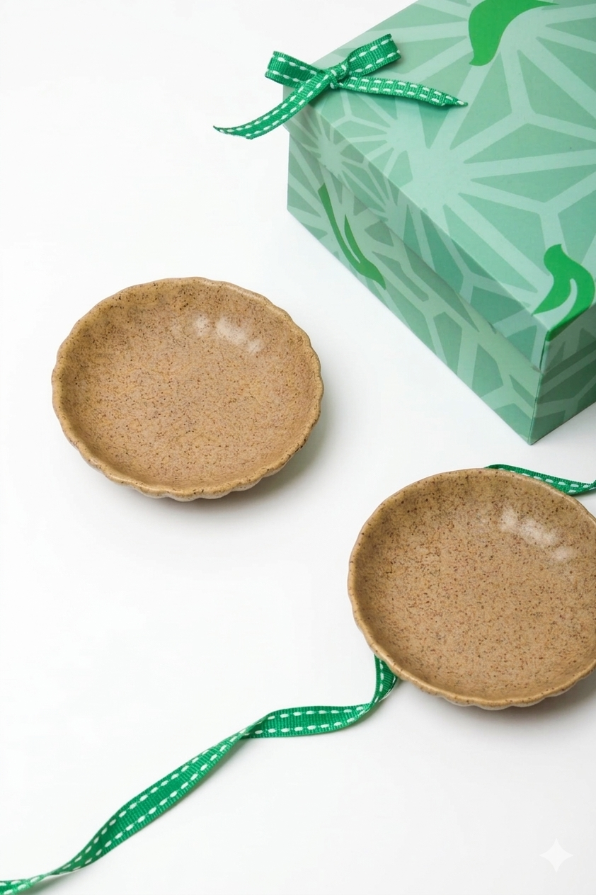 Studio Naturals Handcrafted Ceramic Trinket Dish - 10x10x2.5 Inches (Set Of 2)