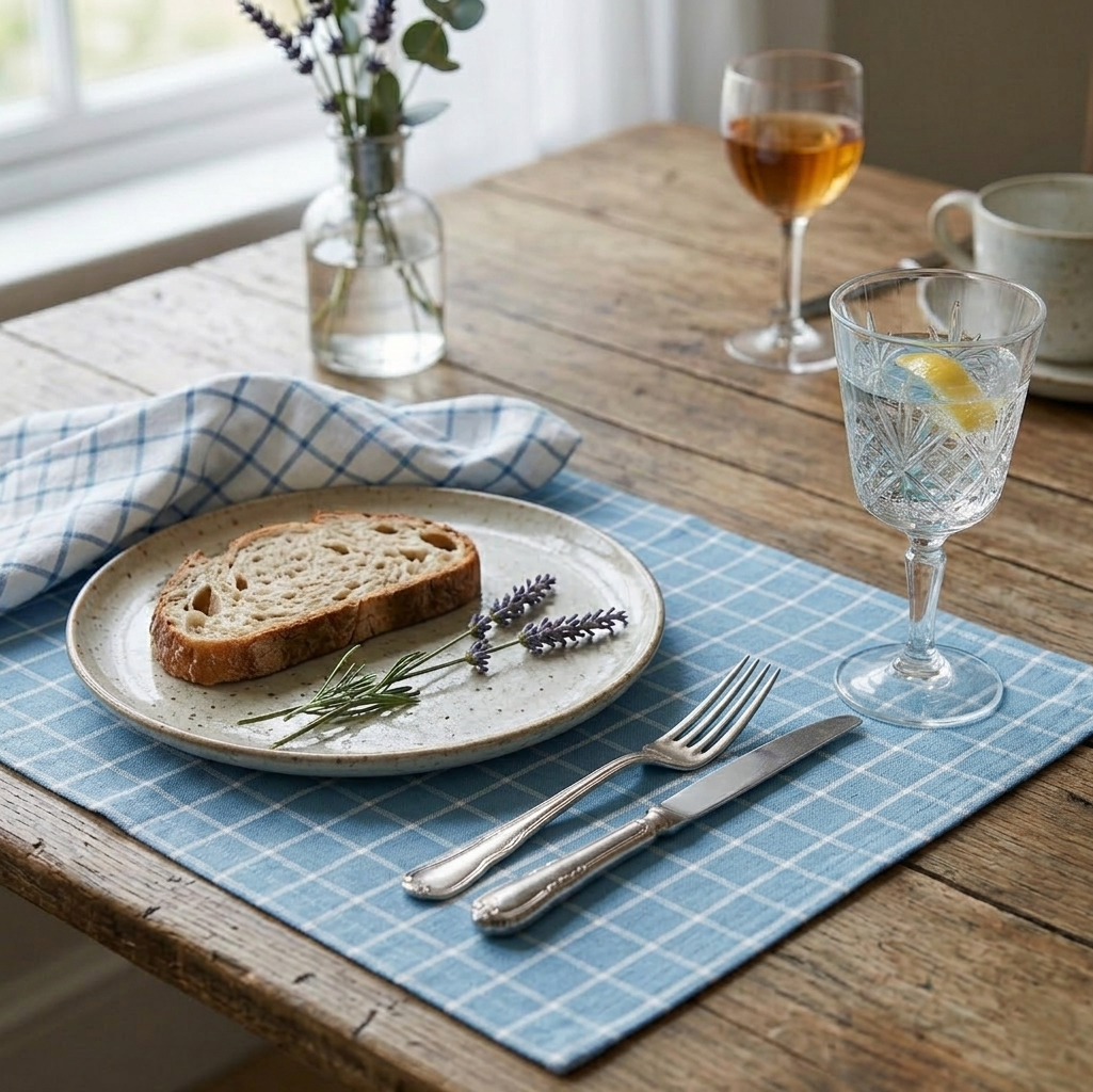 Checkered Sky Cotton Placemats (set of 4), 18.5 X 13 inch- 2 SETS