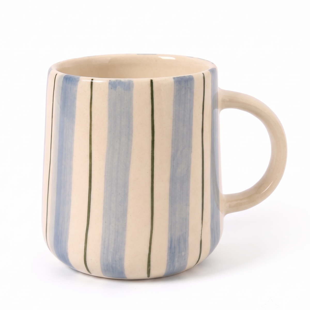 Blue & Pink Striped Mug | Hand-Painted Ceramic | 250ml