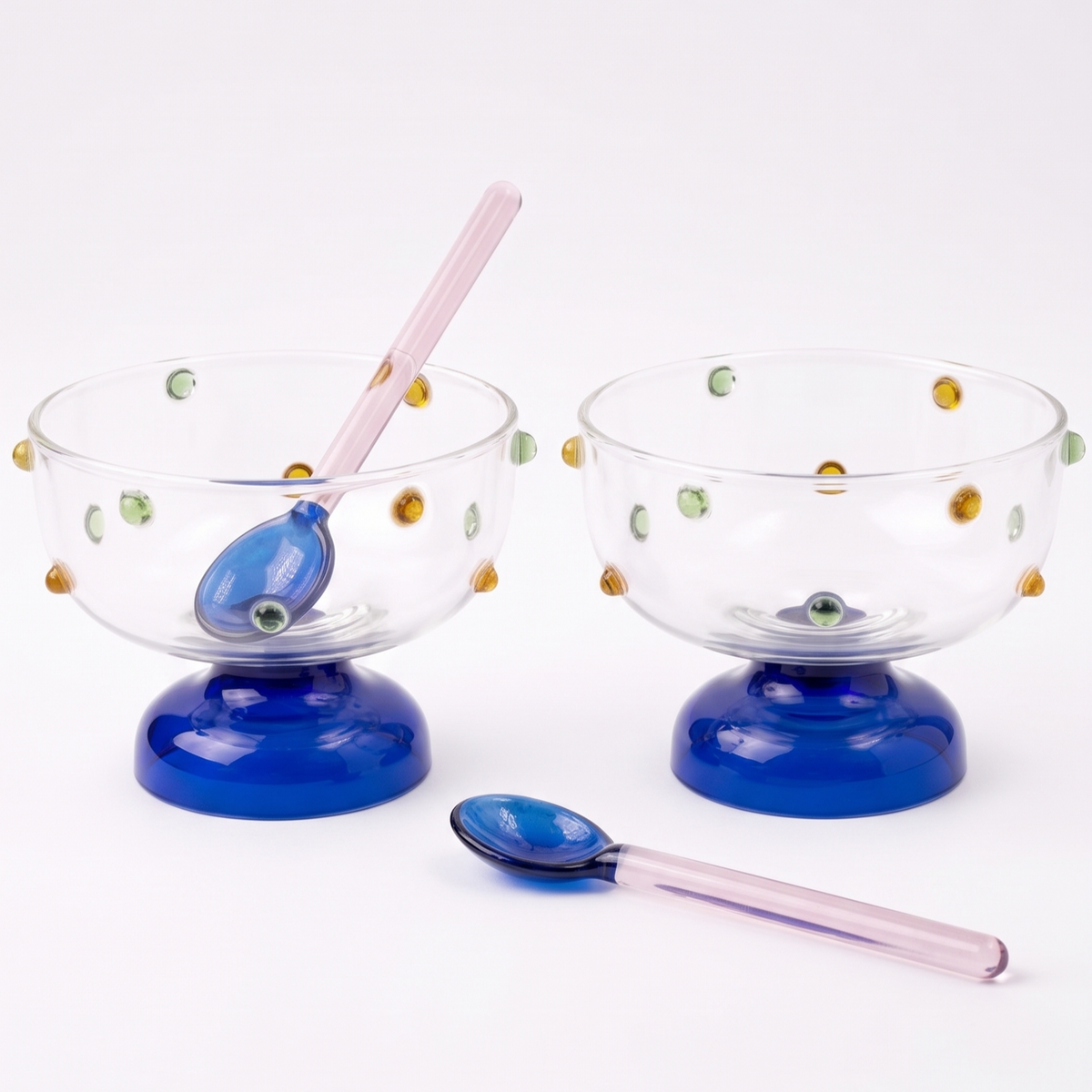 Dessert Glass & Spoon Duo Set | Handblown Borosilicate Glass