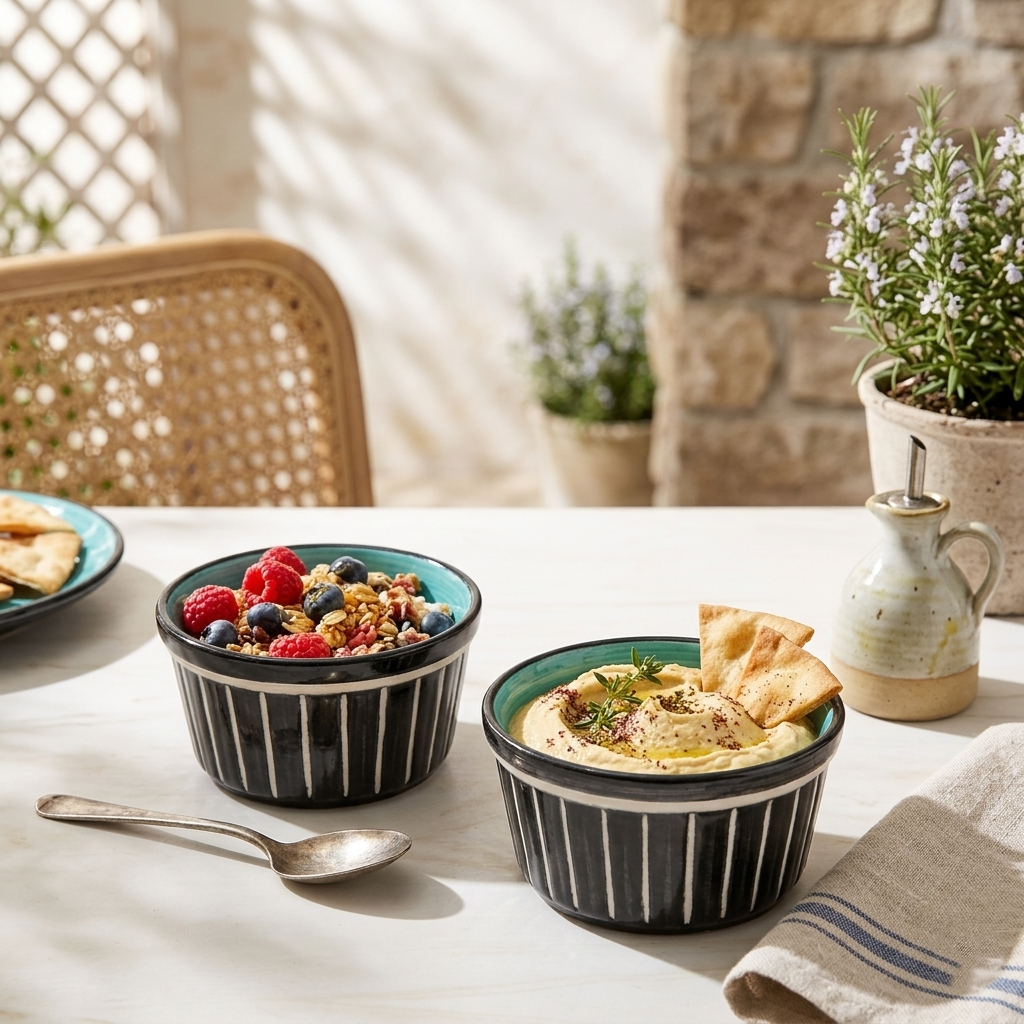 Color Pop Black And Mint Ceramic Ramekin (Set Of 2) 3.5x3.5x2 Inches