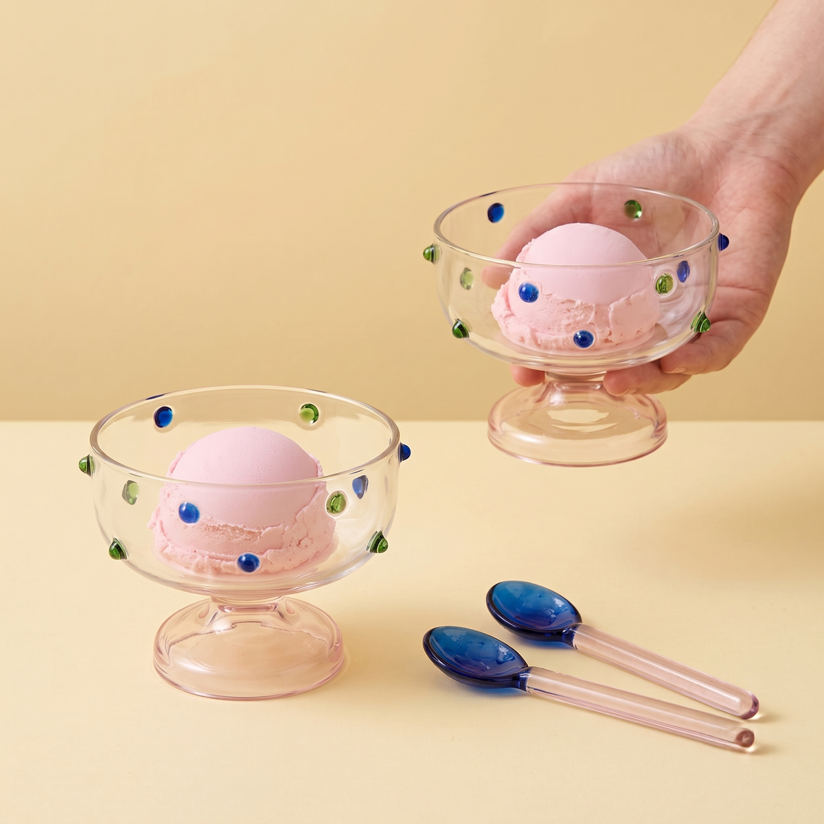Dessert Glass & Spoon Duo Set | Handblown Borosilicate Glass