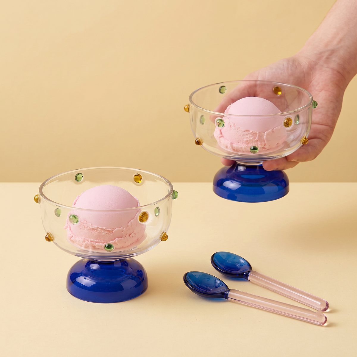 Dessert Glass & Spoon Duo Set | Handblown Borosilicate Glass