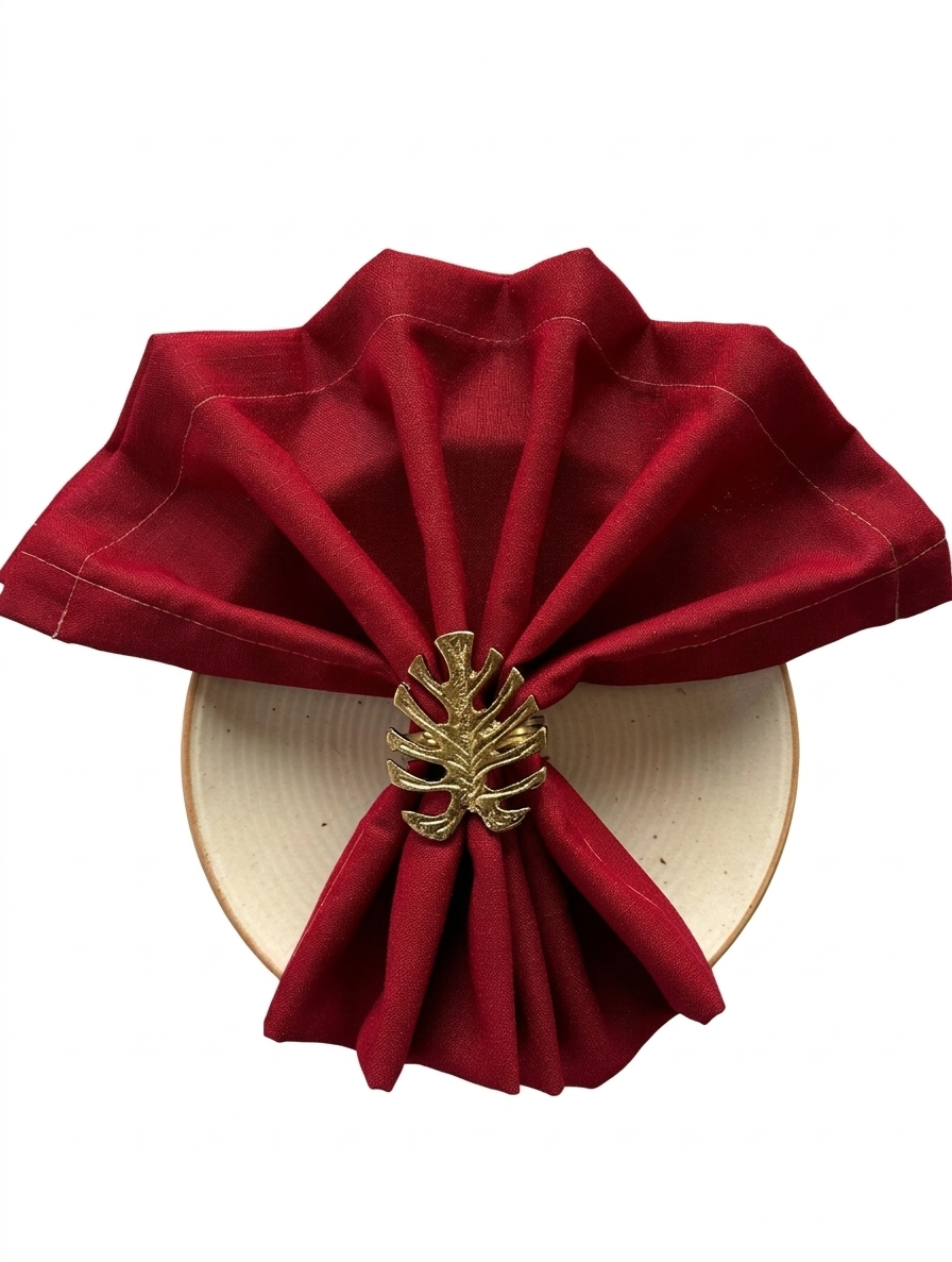 Leaf Metal Napkin Ring, 2 x 1.6 Inches (Set of 4)